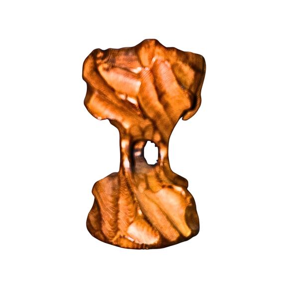 Hand-Carved Wood Pedestal Bowl – Rustic Sculptural Wooden Dish (6.25” Wide) - Picture 3 of 10